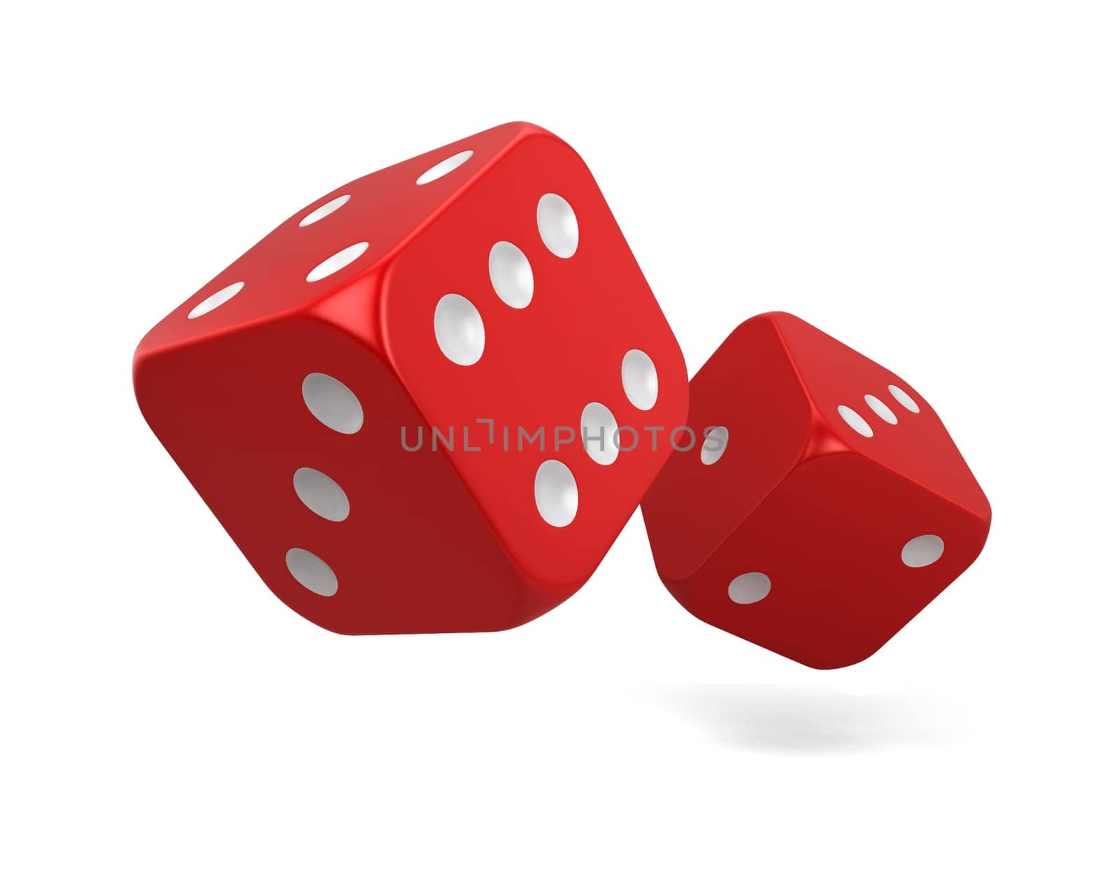 Two dices. 3d illustration isolated on white background