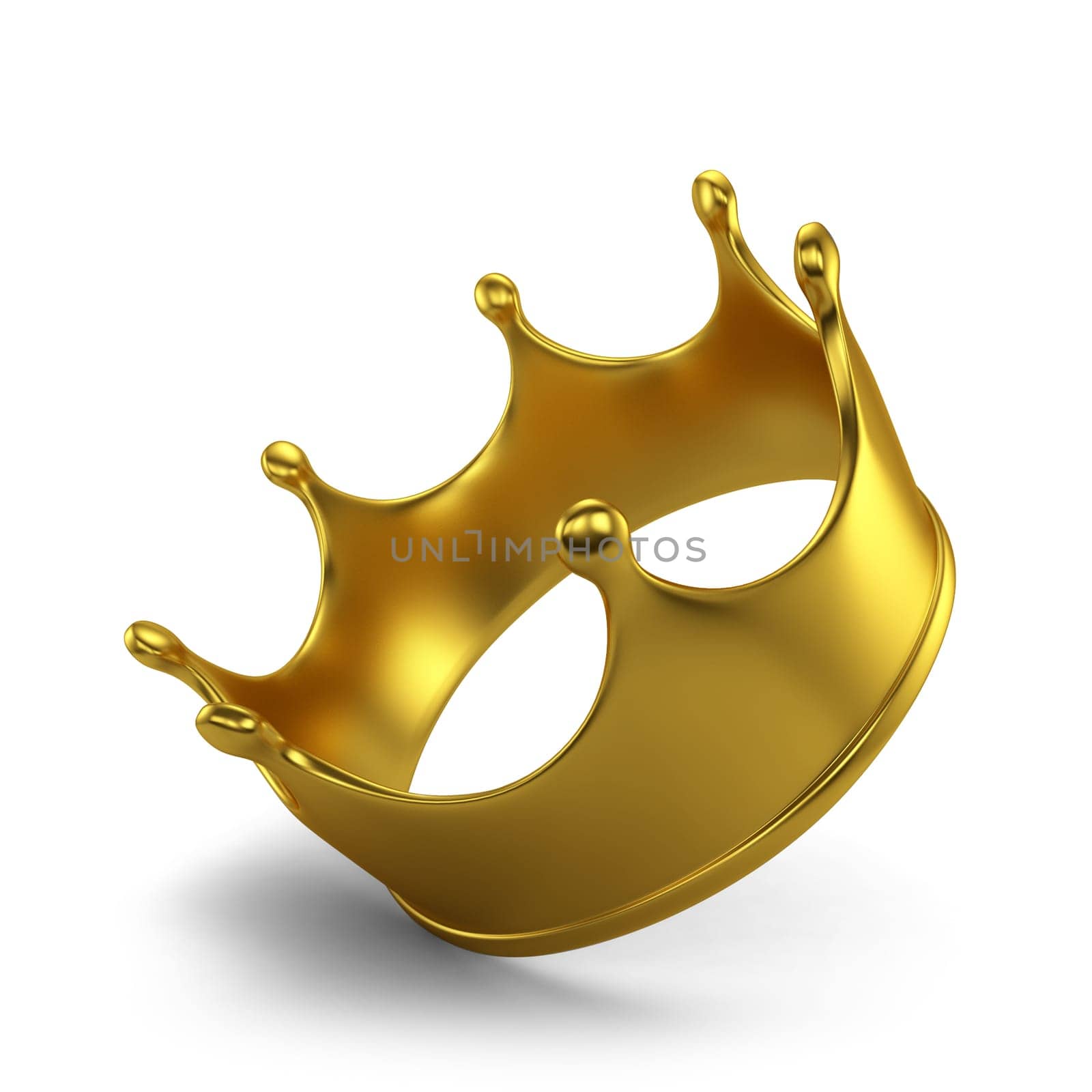 Golden crown. 3d image isolated on white background