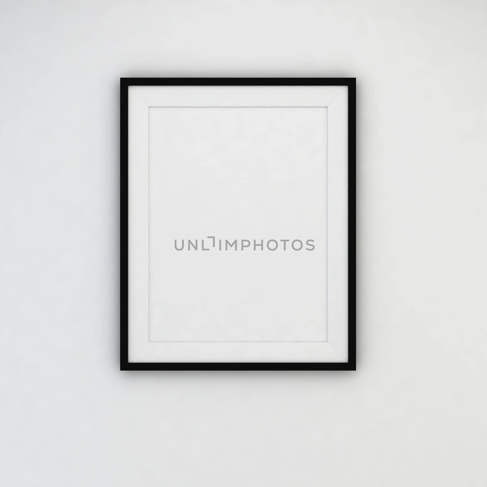 Modern frame on the wall. 3d illustration on white background