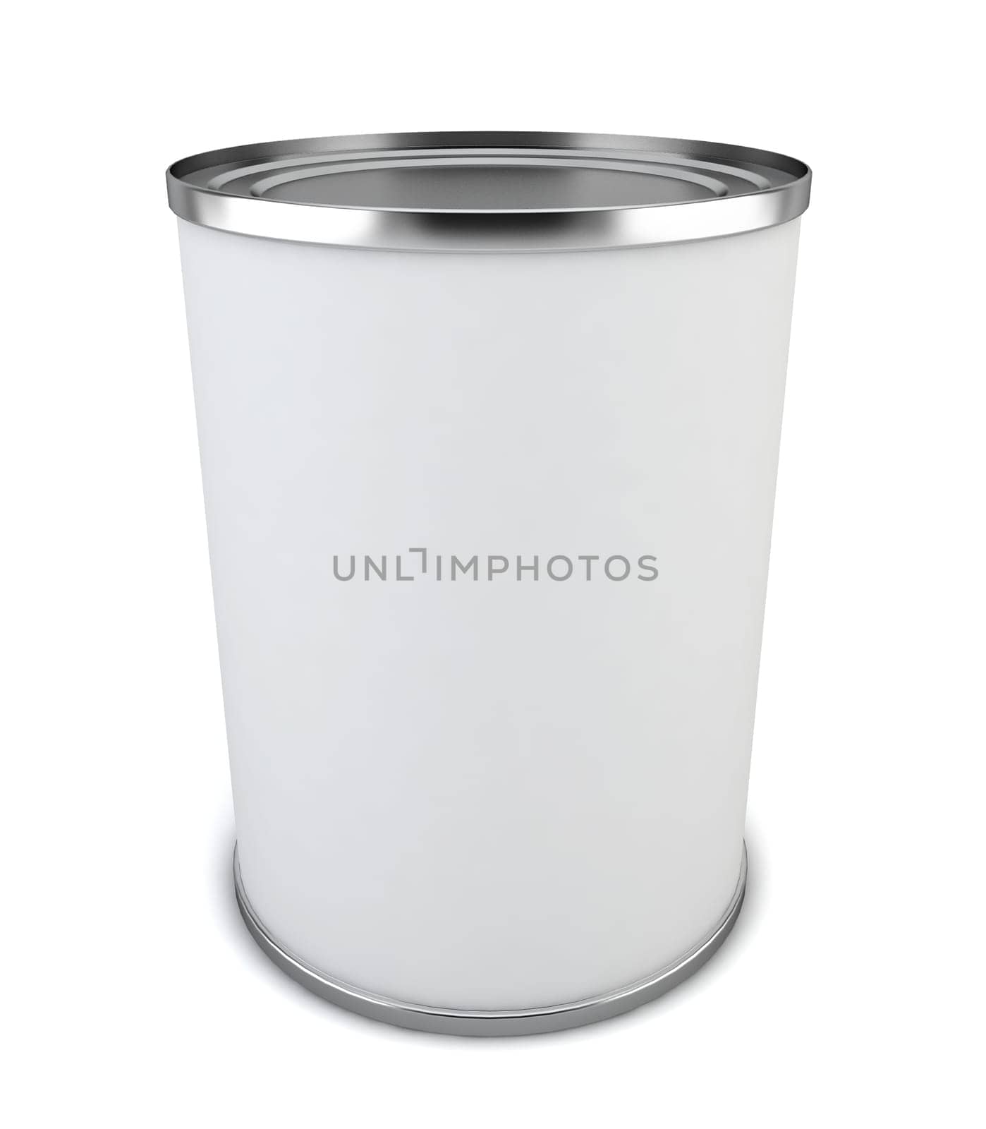 Blank tincan. 3d illustration on white background