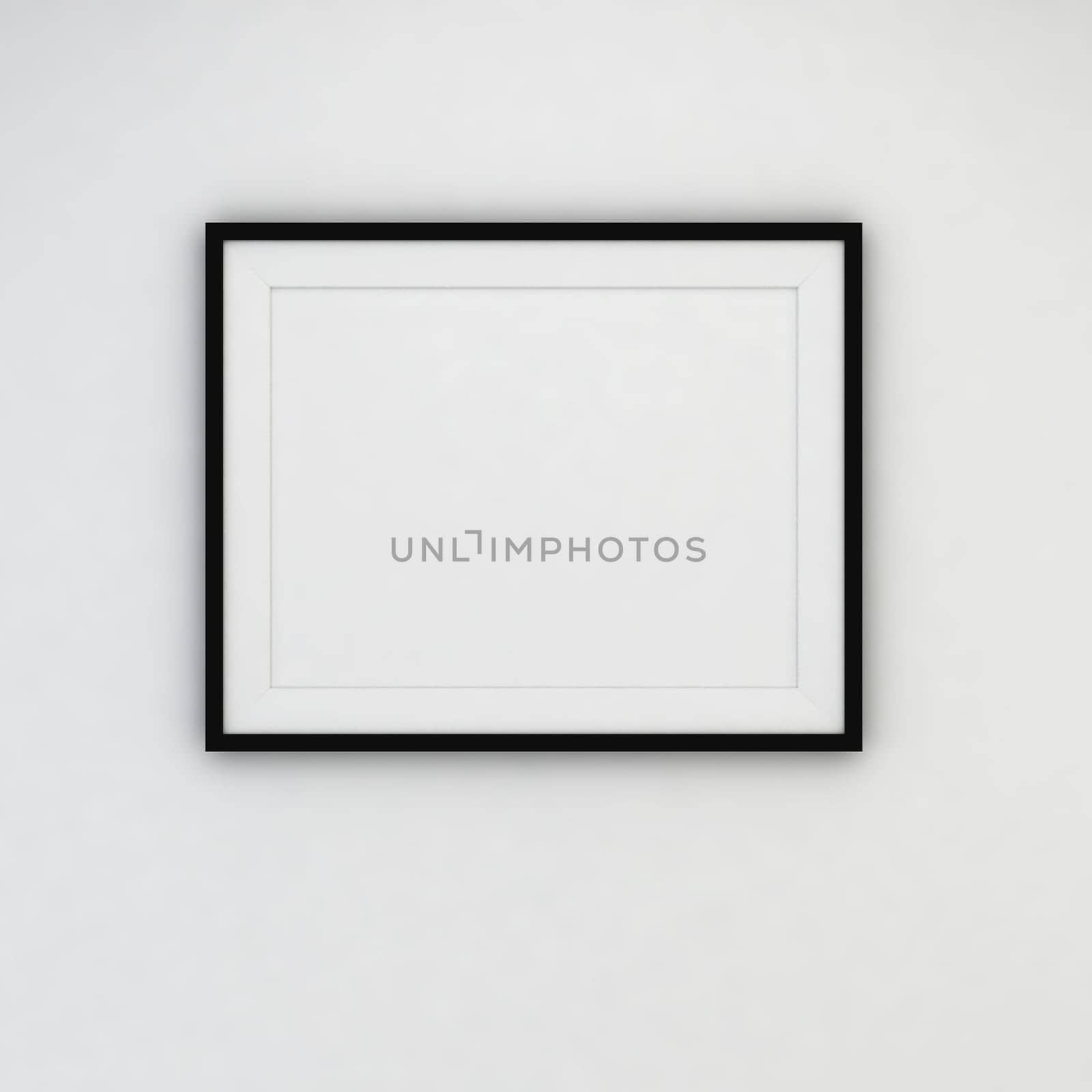 Modern frame on the wall. 3d illustration on white background