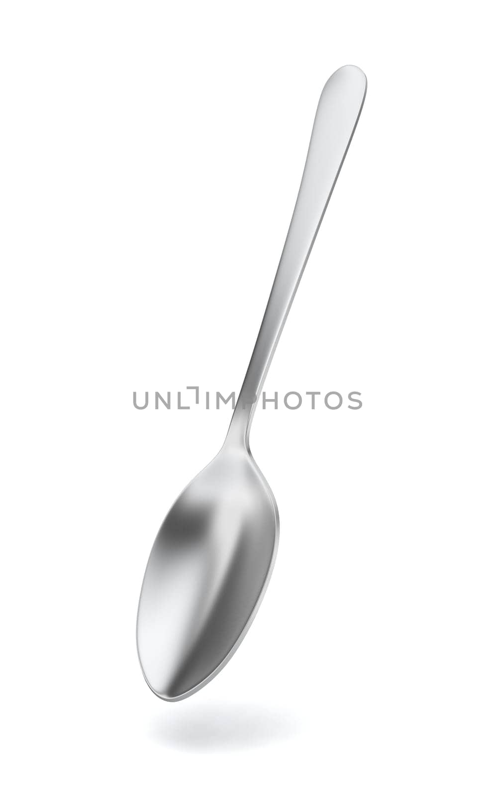 Steel spoon. 3d illustration on white background