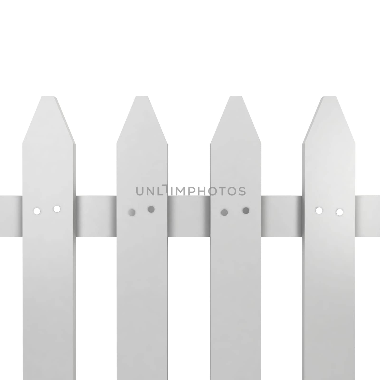 White fence. 3d illustration isolated on white background