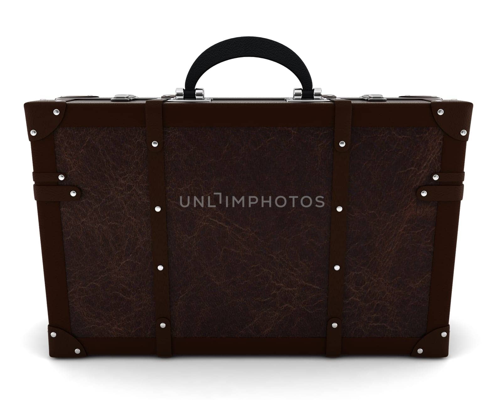 Vintage travel suitcase. 3d illustration on white background
