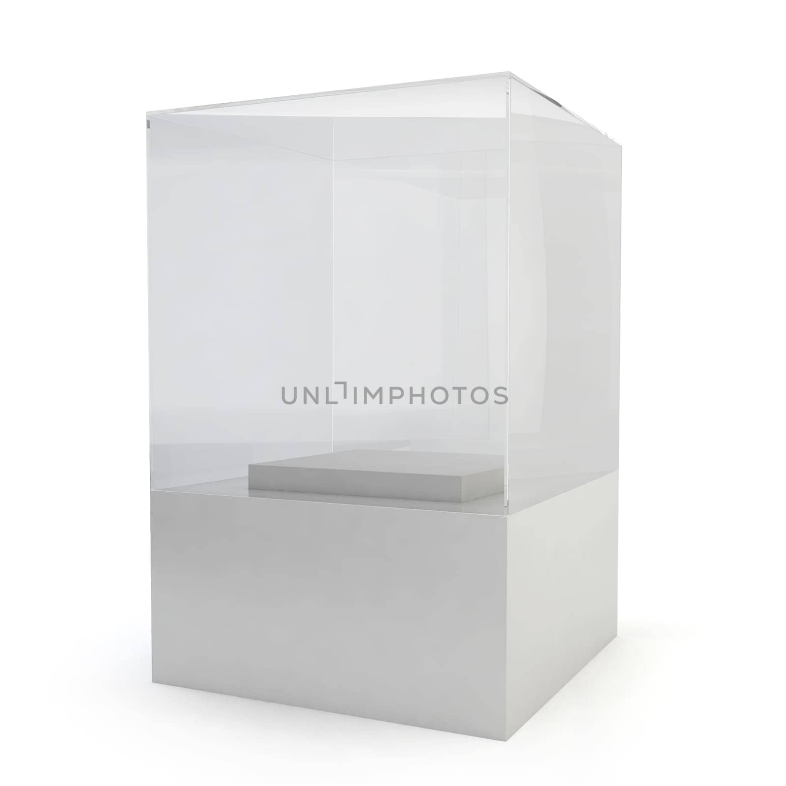 Glass display. 3d image isolated on white background