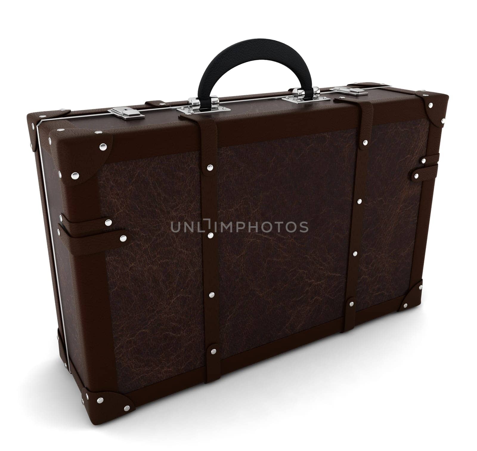 Vintage travel suitcase. 3d illustration on white background