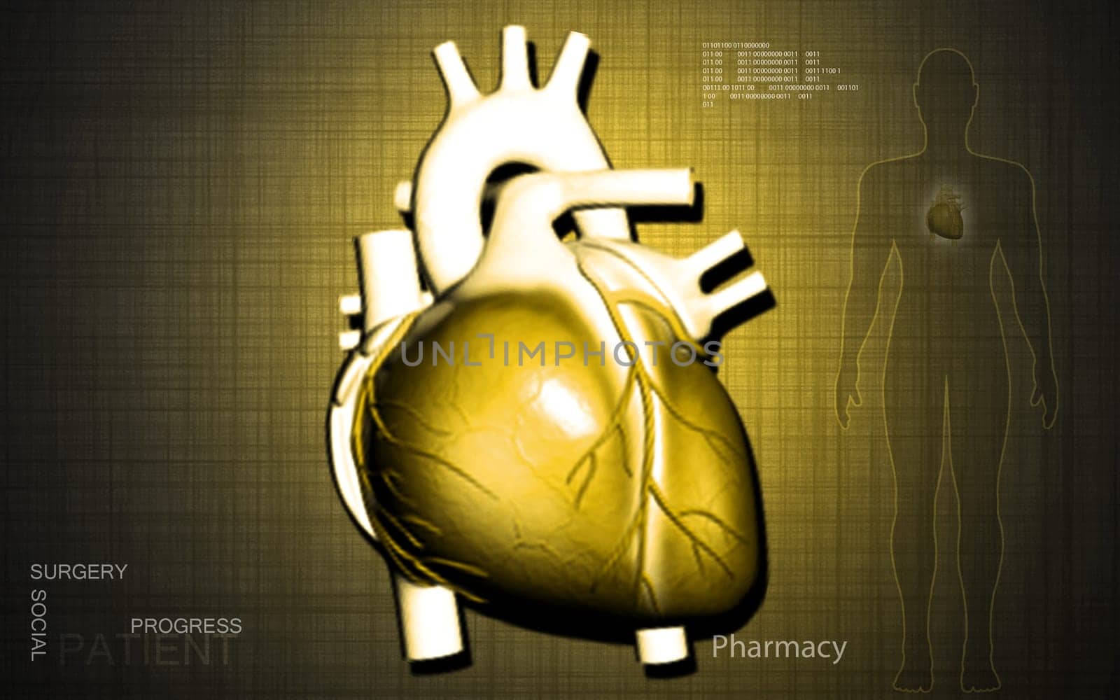 Digital illustration of heart in color background