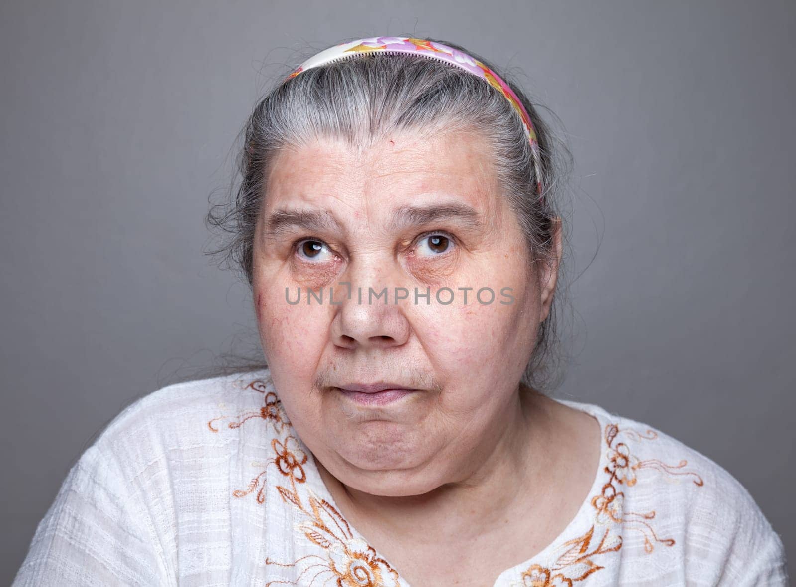 Closeup portrait of an elderly woman