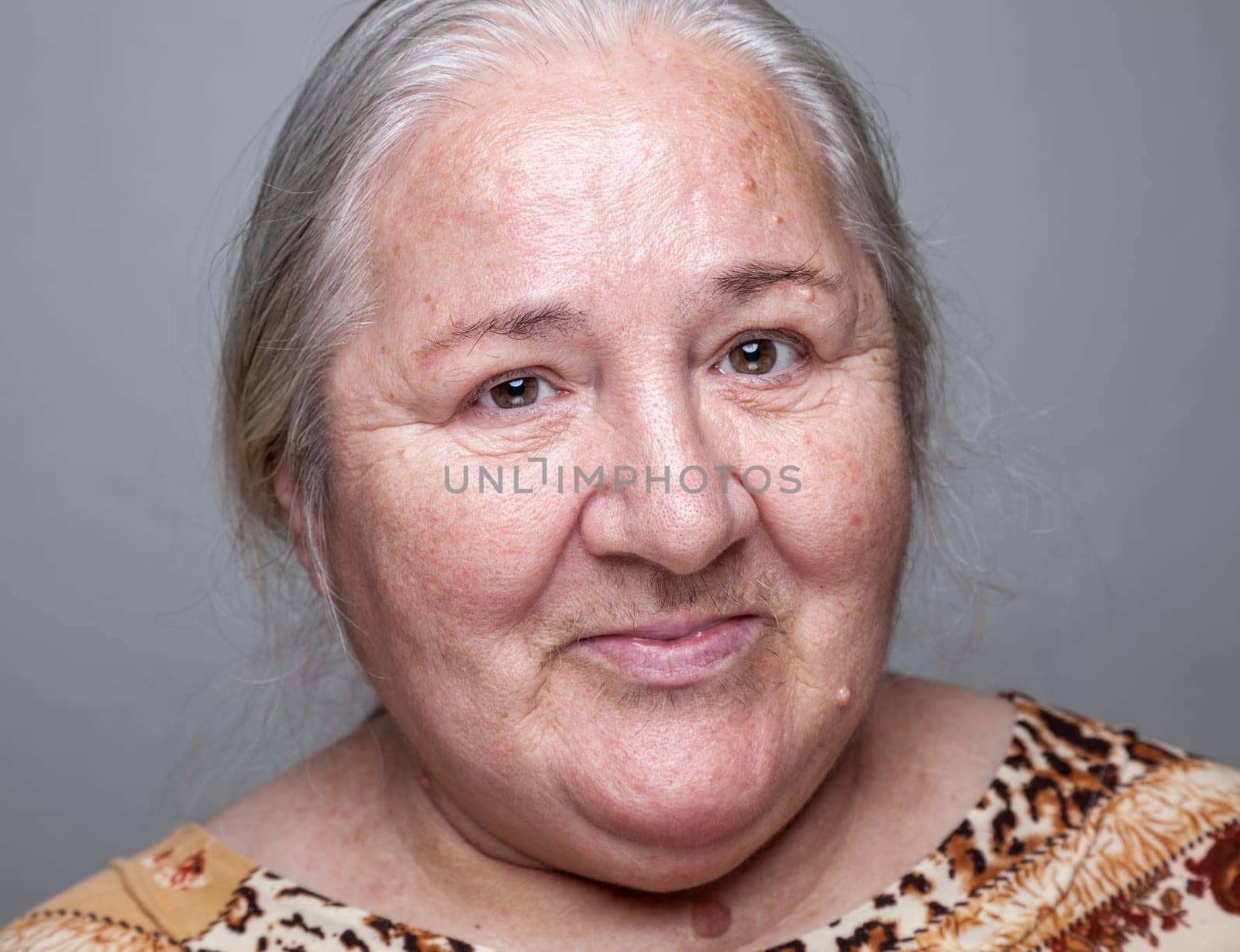 Closeup portrait of an elderly woman