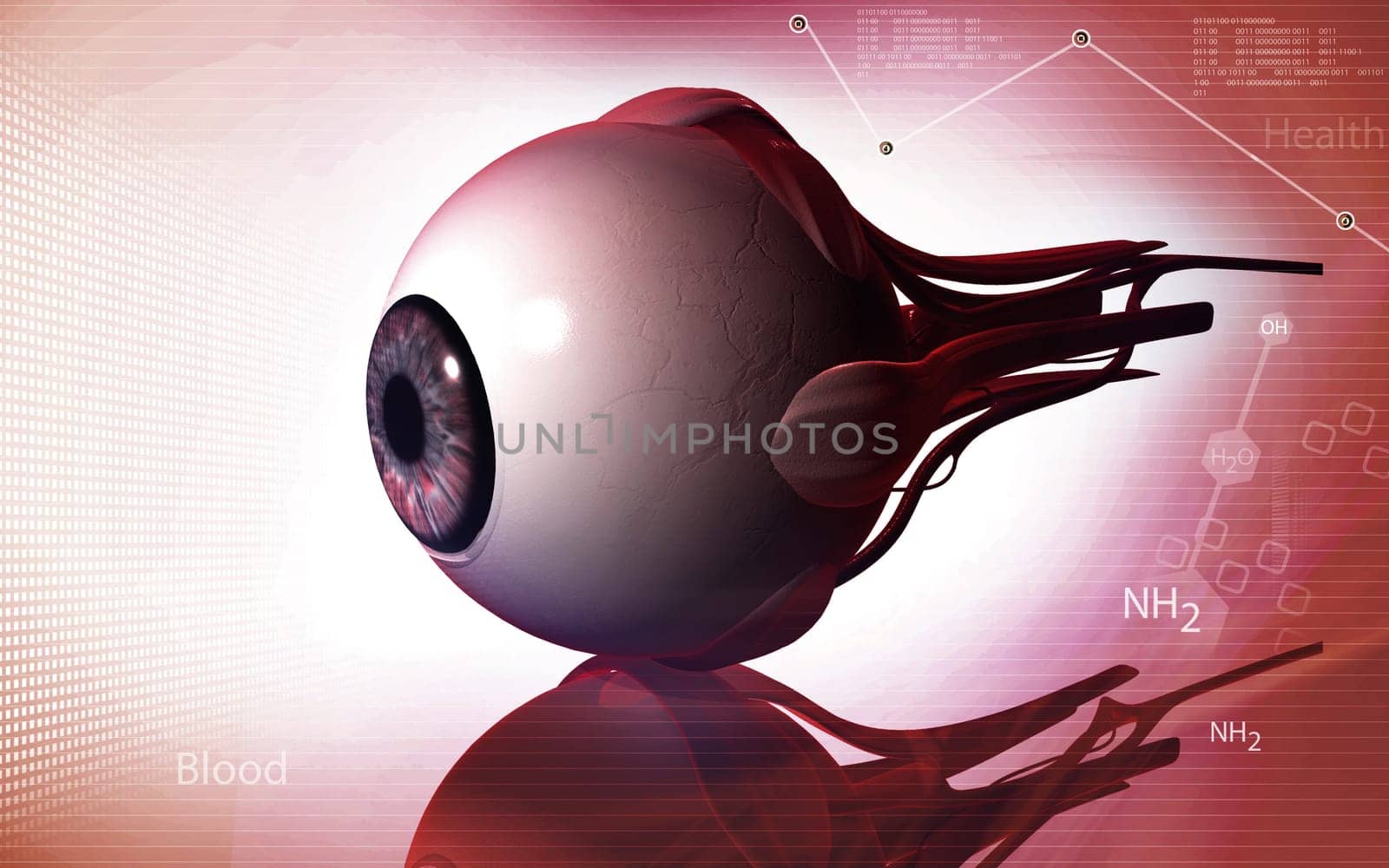 Digital illustration of eye in colour background