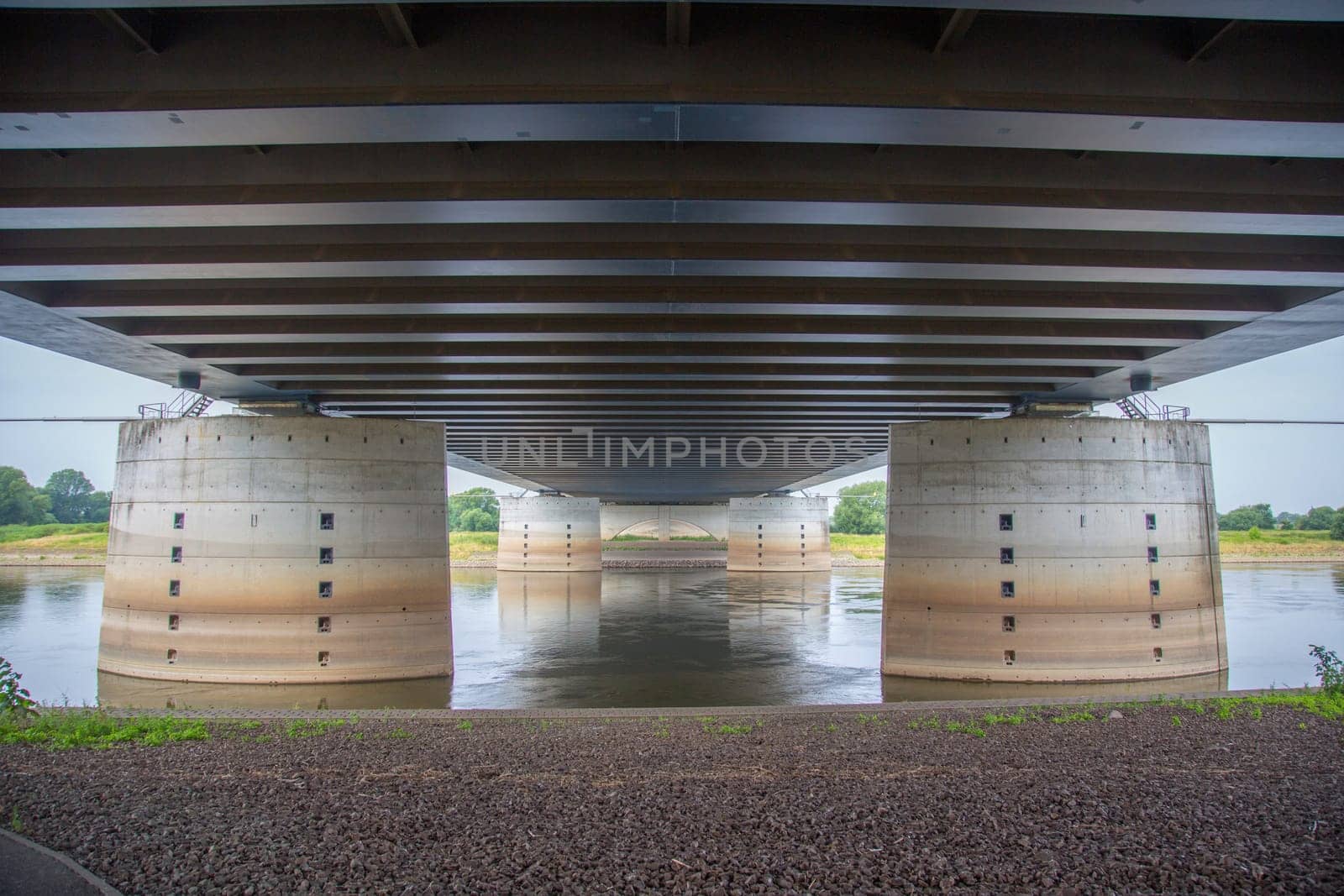 Under the Elbe-Havel Canal over the Elbe near Magdeburg