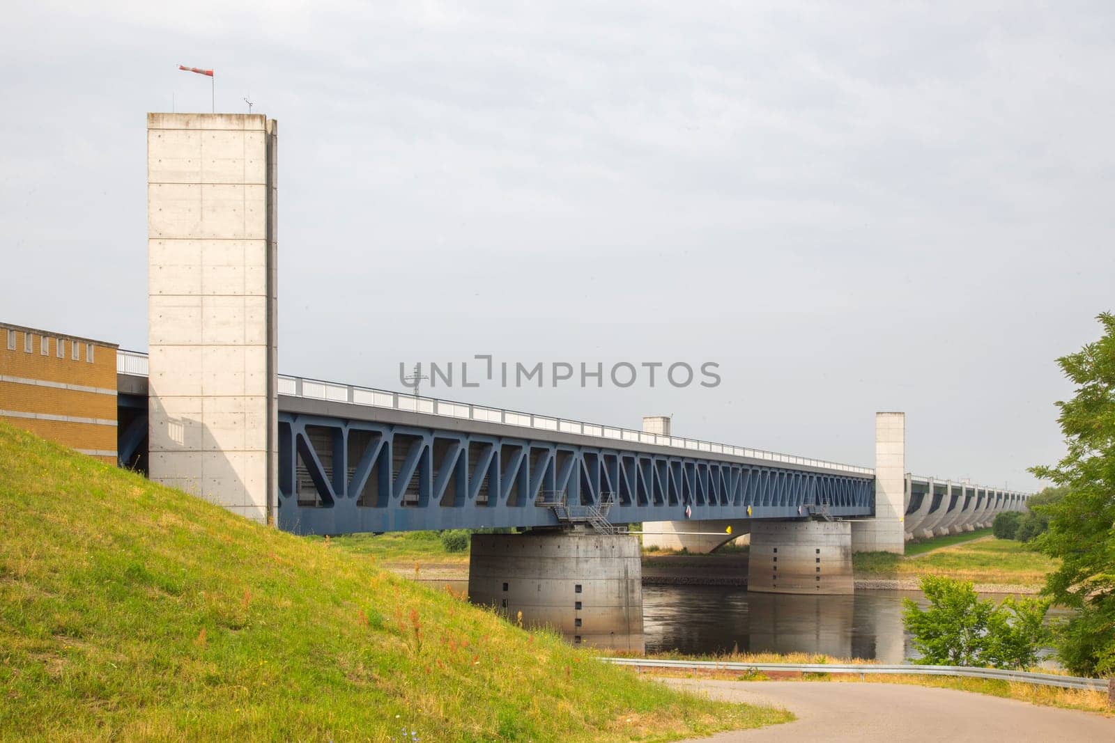 Side view of the bridge over the Elbe Elbe-Havel Canal near Magdeburg