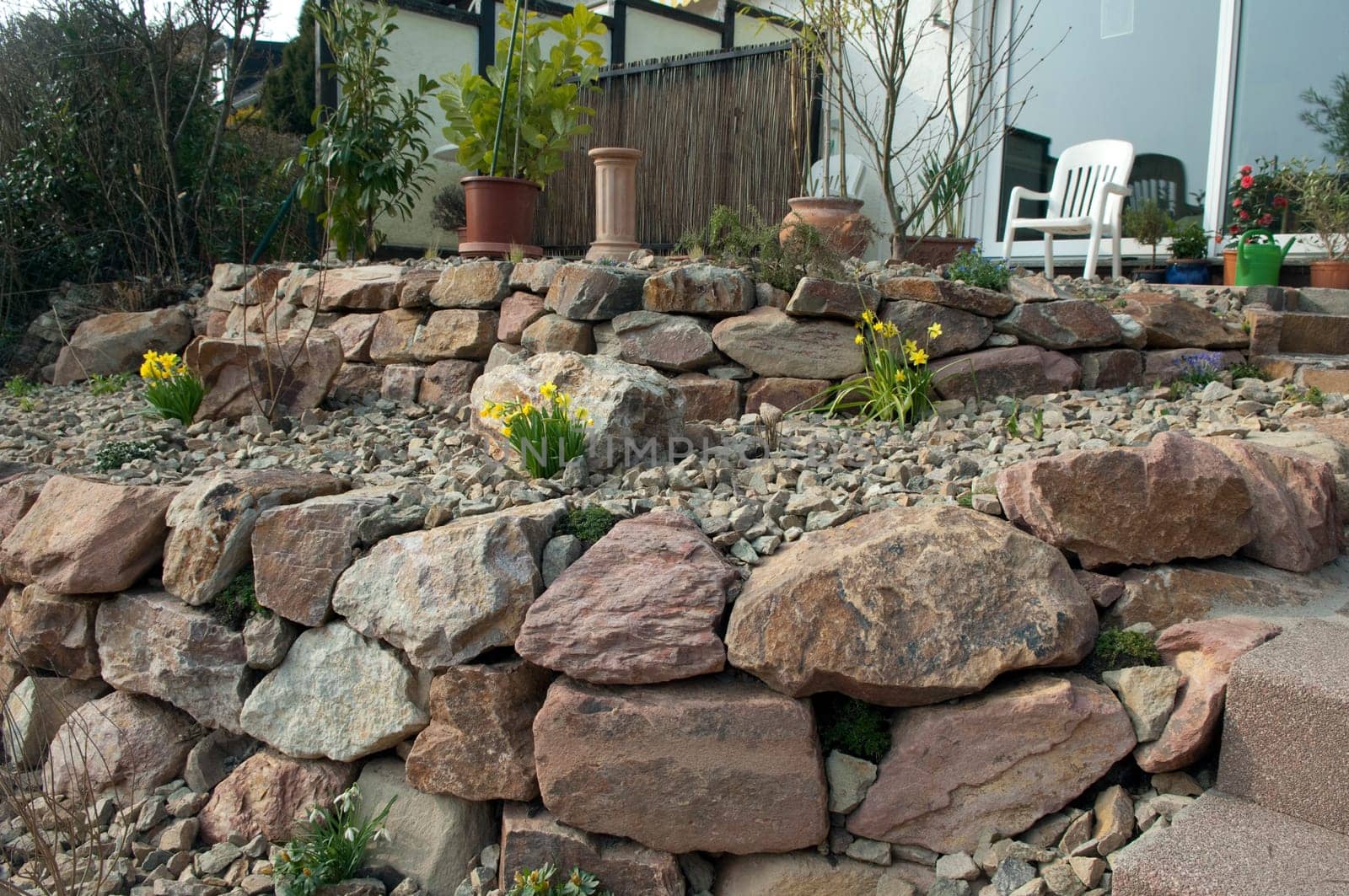 Stone garden  construction,construction phase,installation,new
