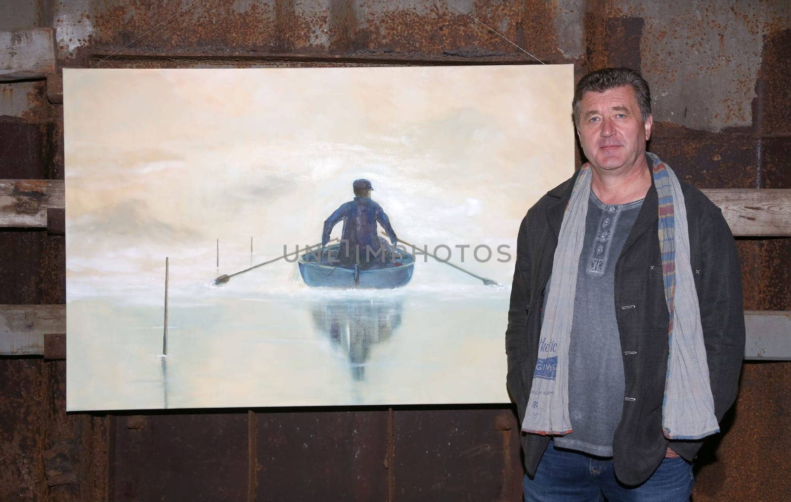 Bruno Apitz , Vernissage of 2 Maenner ,2 Artists ,2 Worlds at Cap San Diego in Hamburg on 09.09.2015
