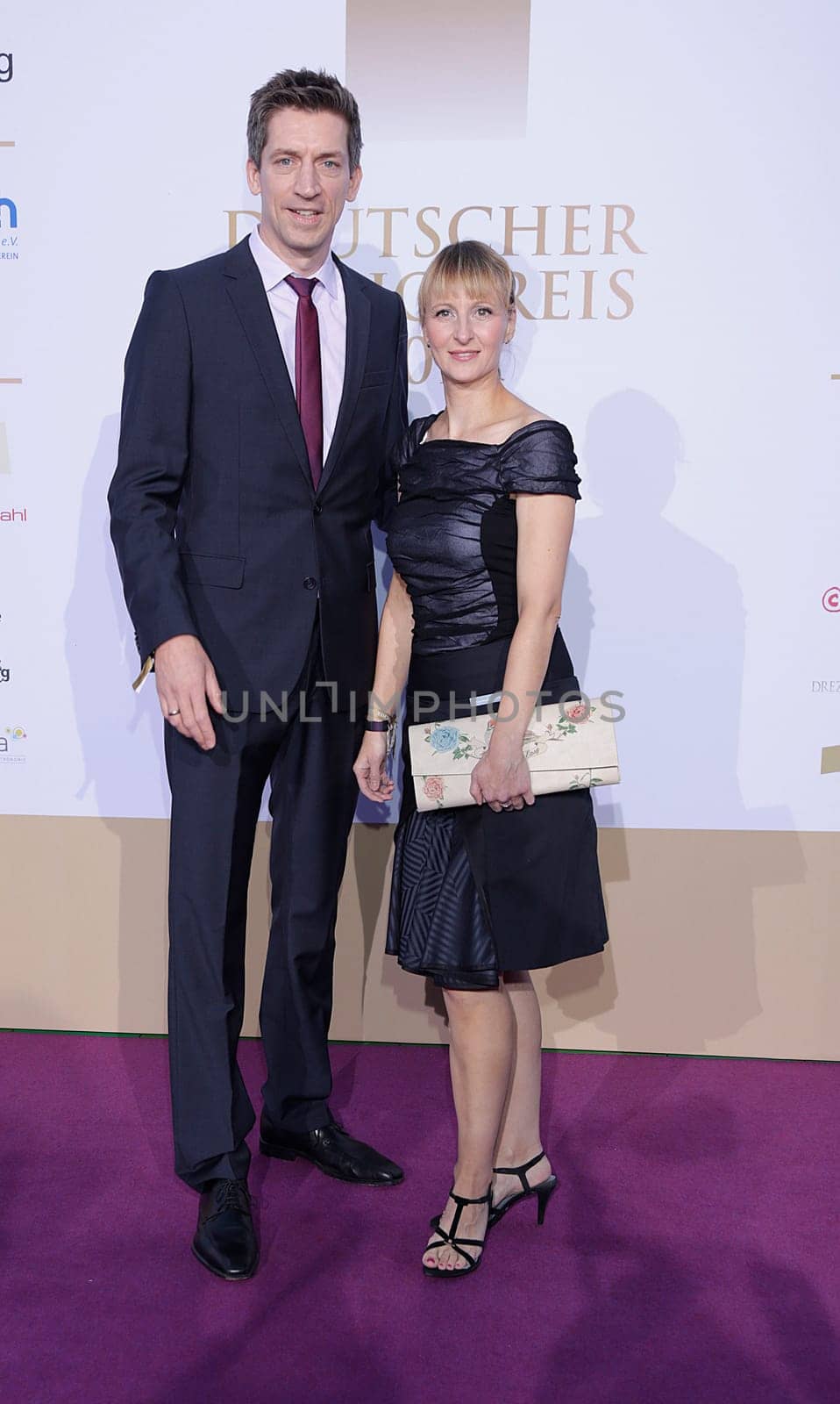 Steffen Hallaschka with wife Ann-Katrin, German Radio Award 2015 in Shed 52 at the Port of Hamburg ,03.09.2015