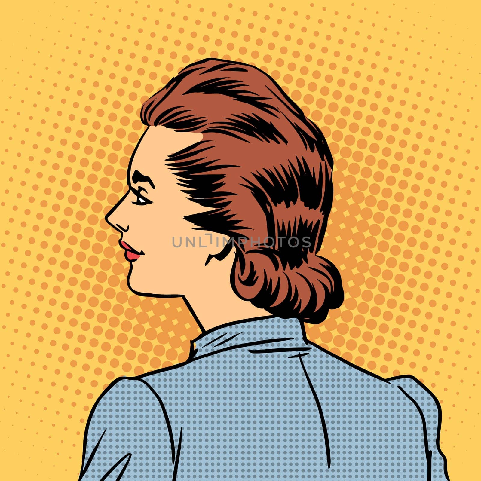 Business woman in profile. Pietro style pop art
