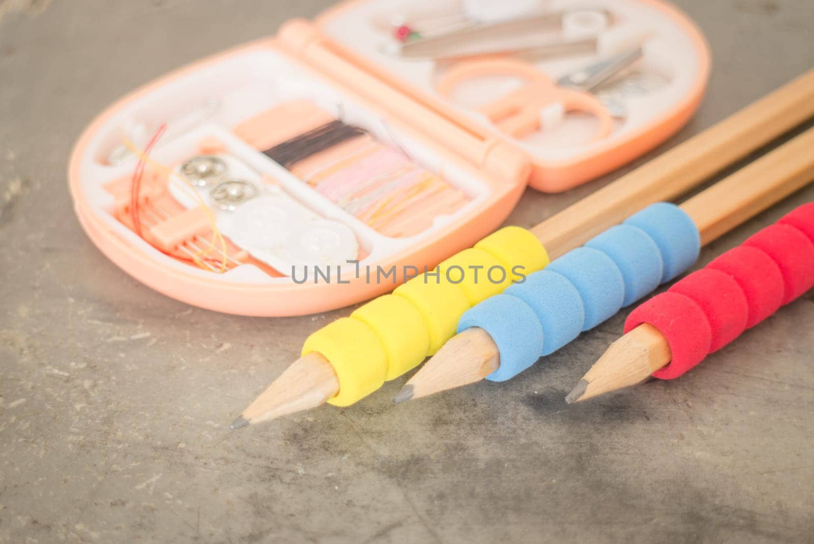Creative working table of designer, stock photo