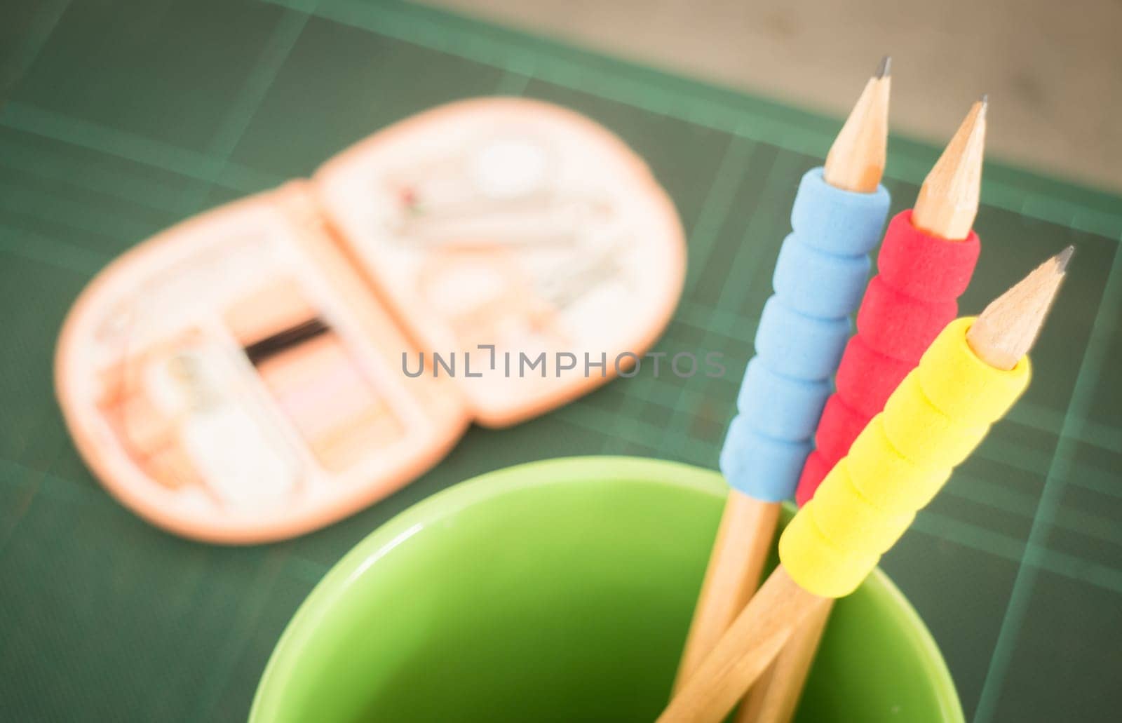 Creative working table of designer, stock photo