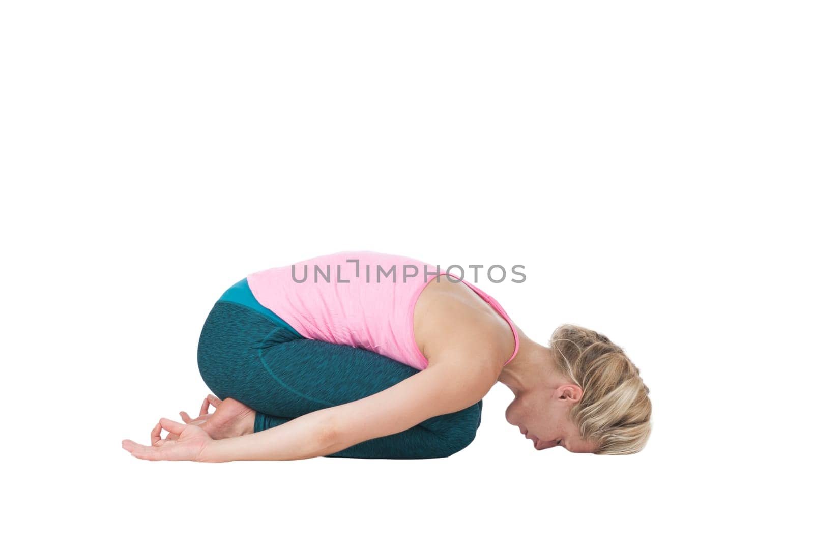 Yoga picture Serie_Majariasana,woman against white background
