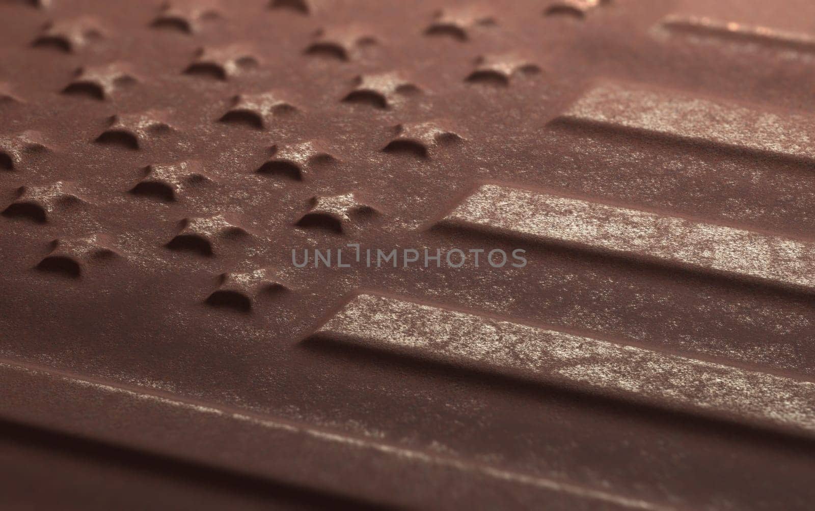 Rusty metal flag of the United States Of America. Depth of field with focus on middle of the flag.