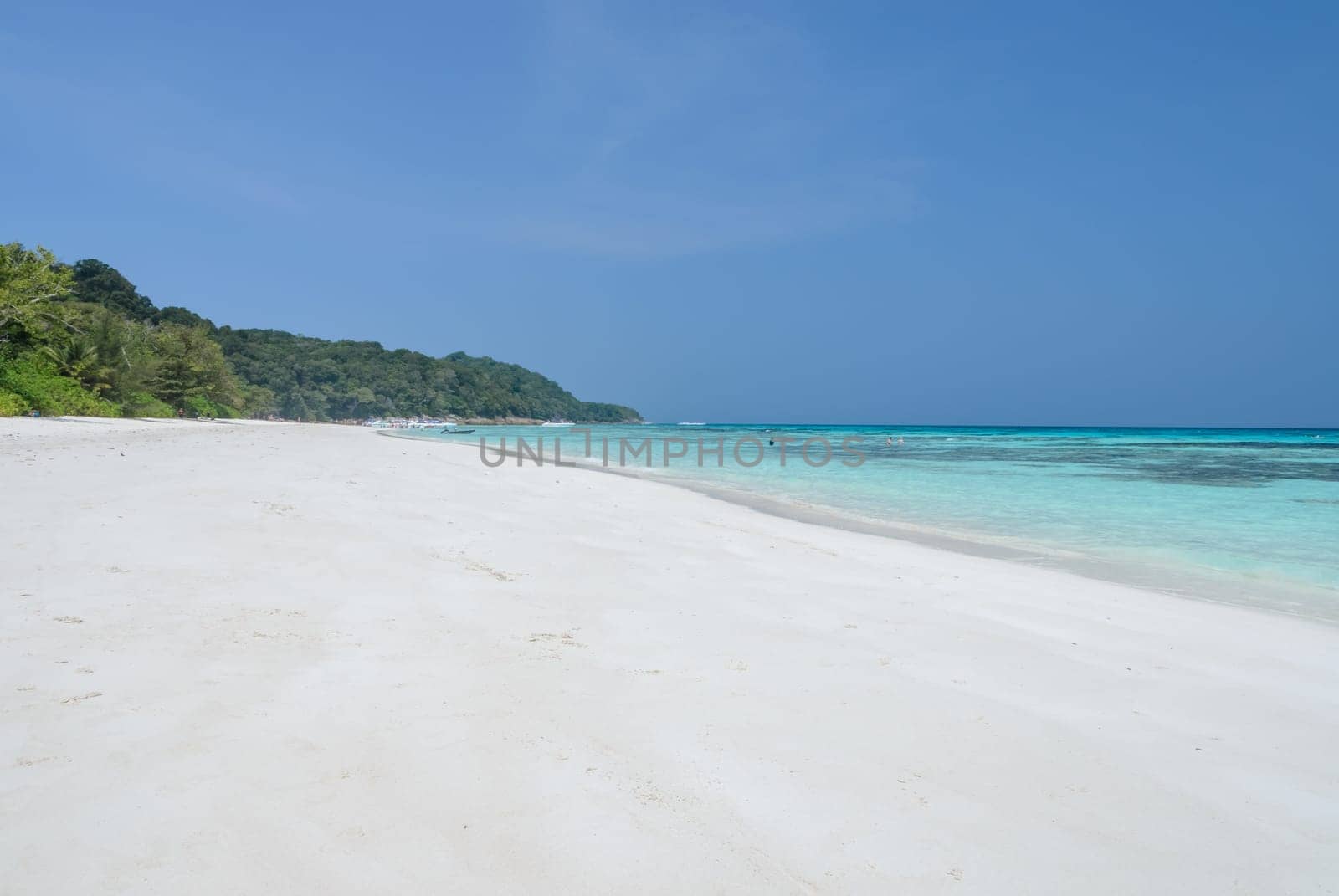 Beautiful white sand beach and crystal clear water of Koh Tachai, Similan National Park, Thailand