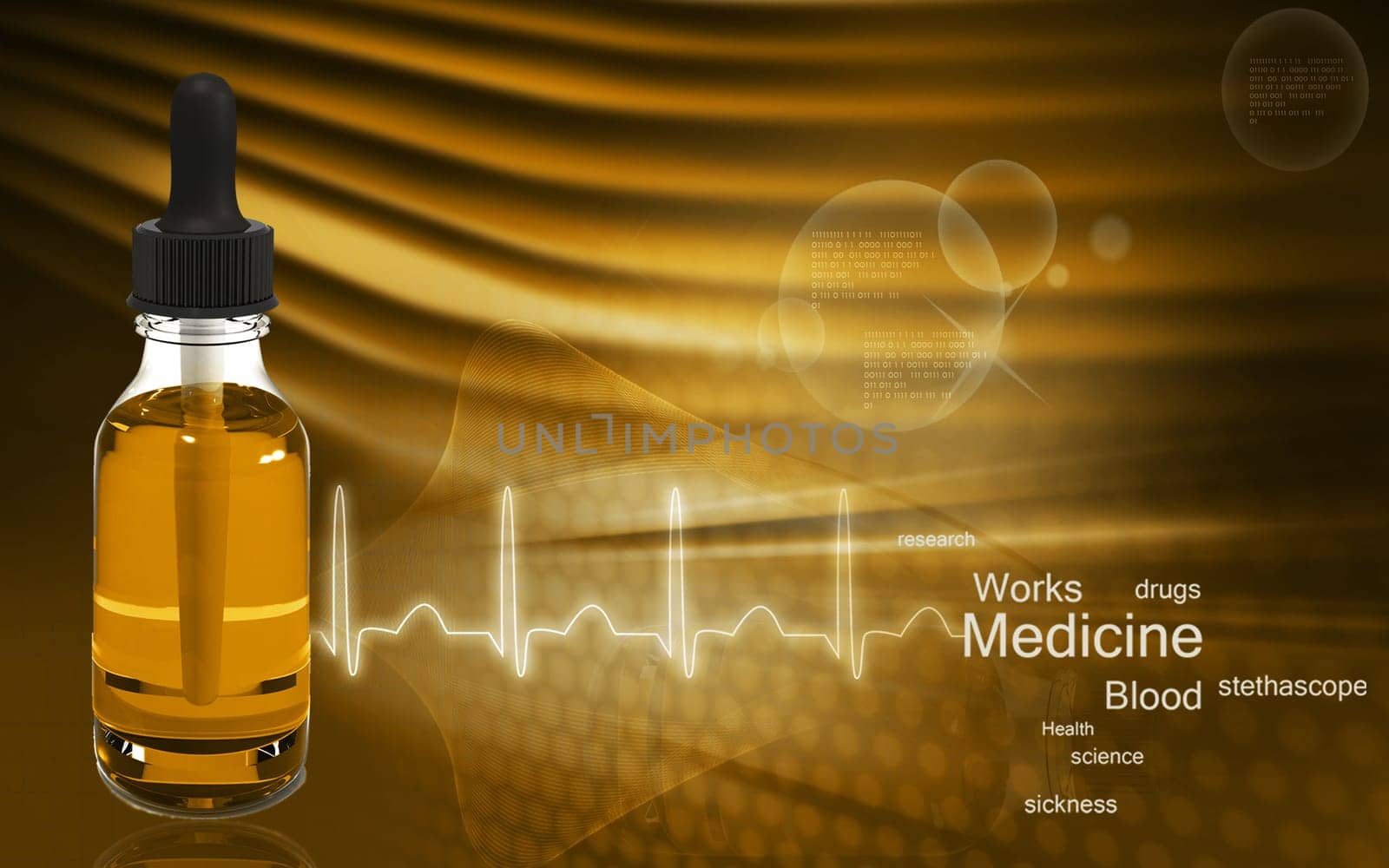 Digital illustration of medicine in colour background