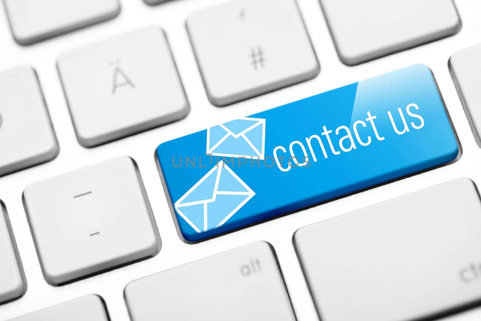 contact us key on white keyboard