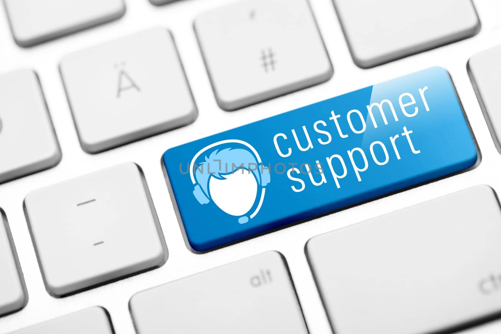 customer support key on white keyboard