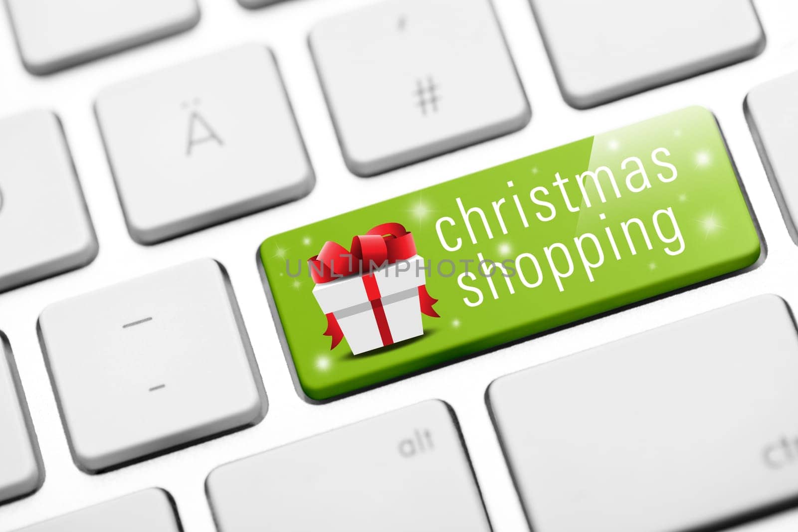 christmas shopping keyboard with gift icon
