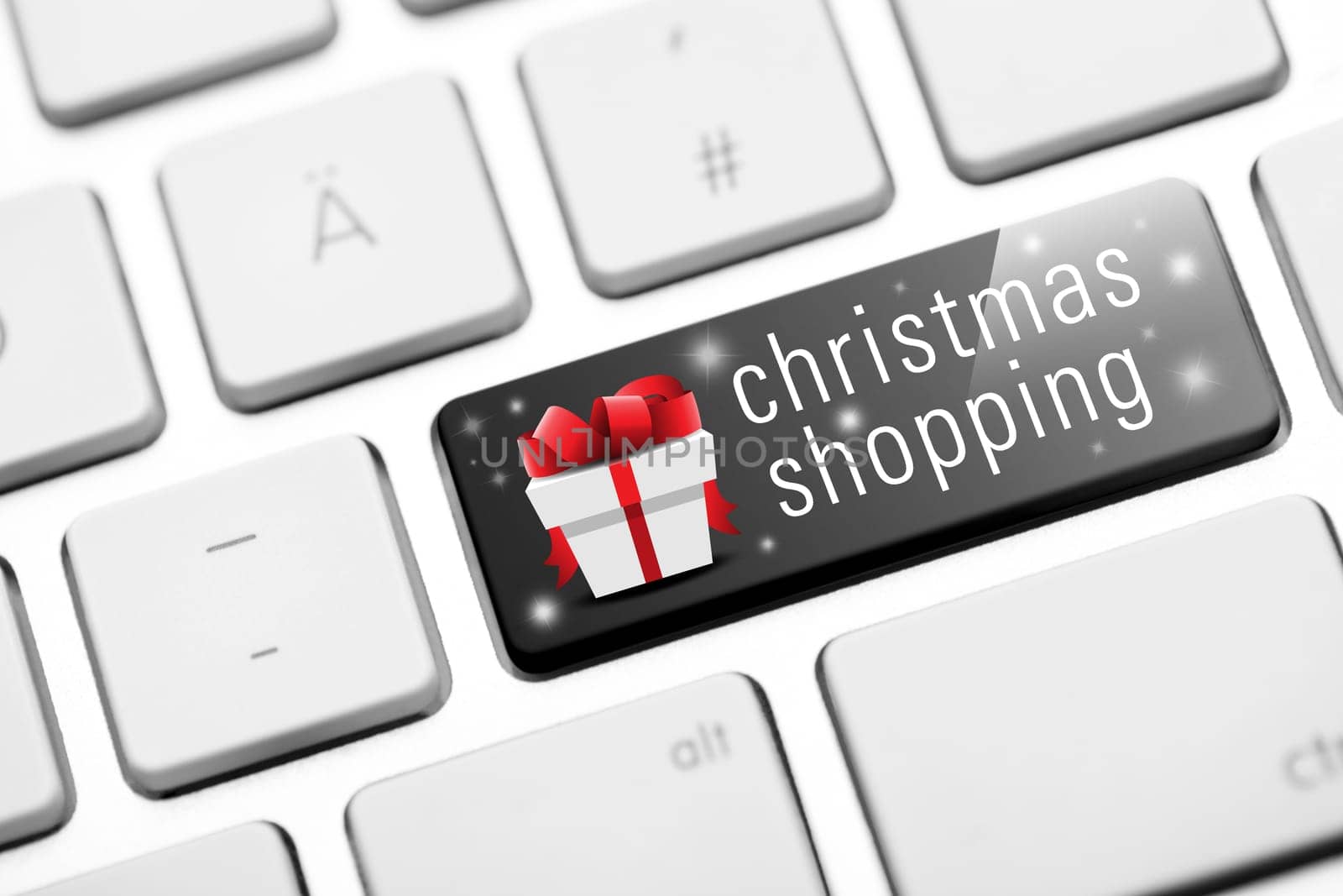 christmas shopping keyboard with gift icon