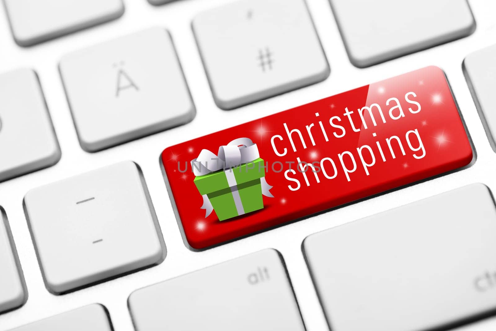 christmas shopping keyboard with gift icon
