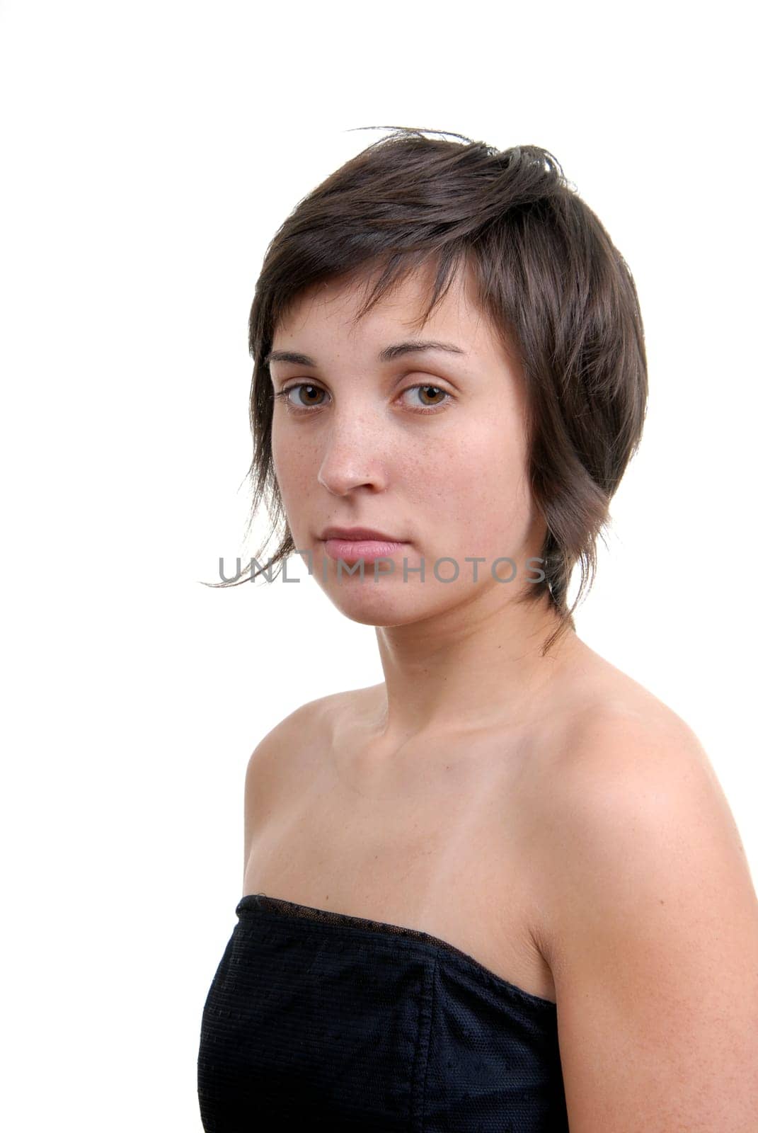 young woman model isolated on white background