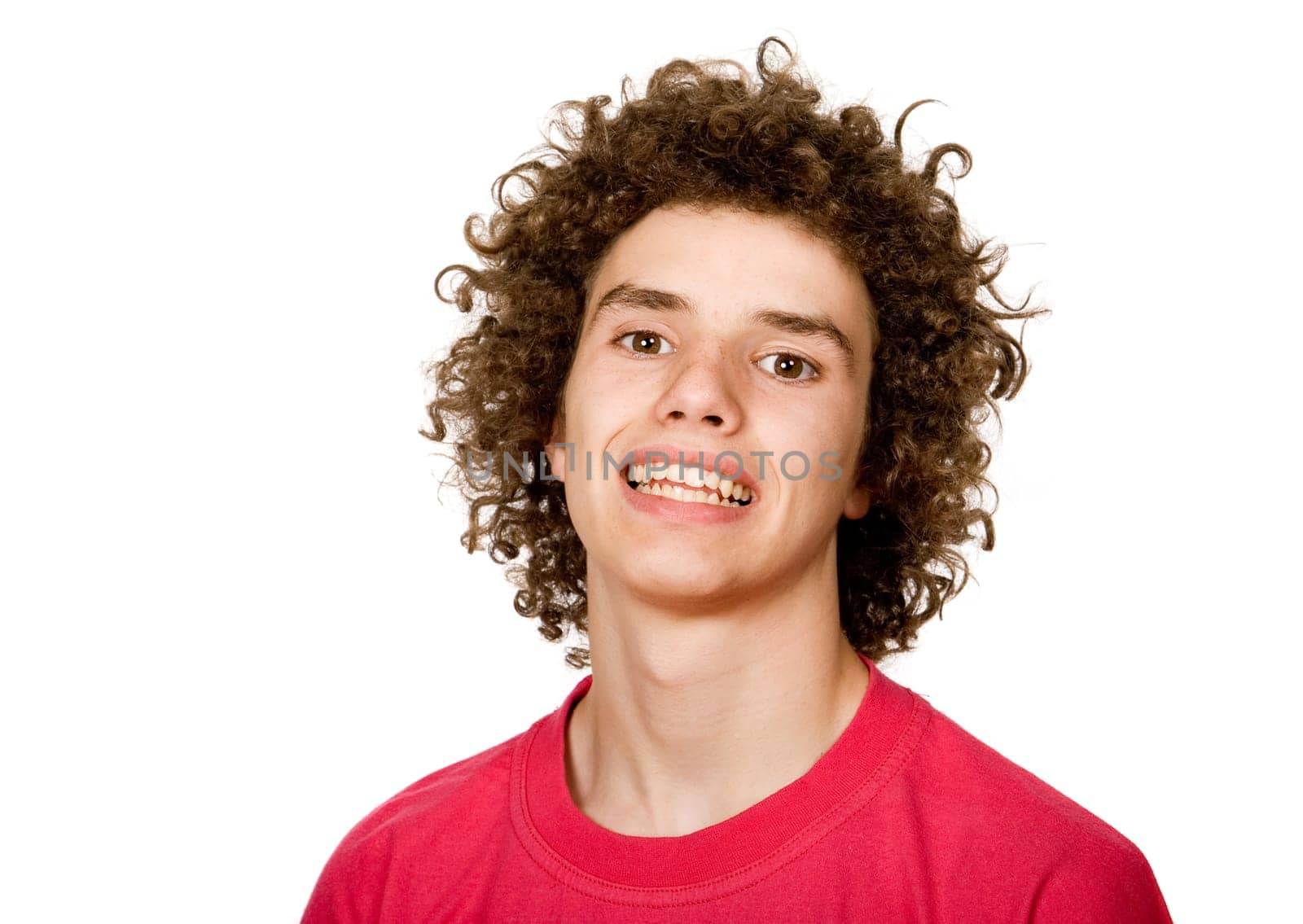 young man portrait, isolated on white background