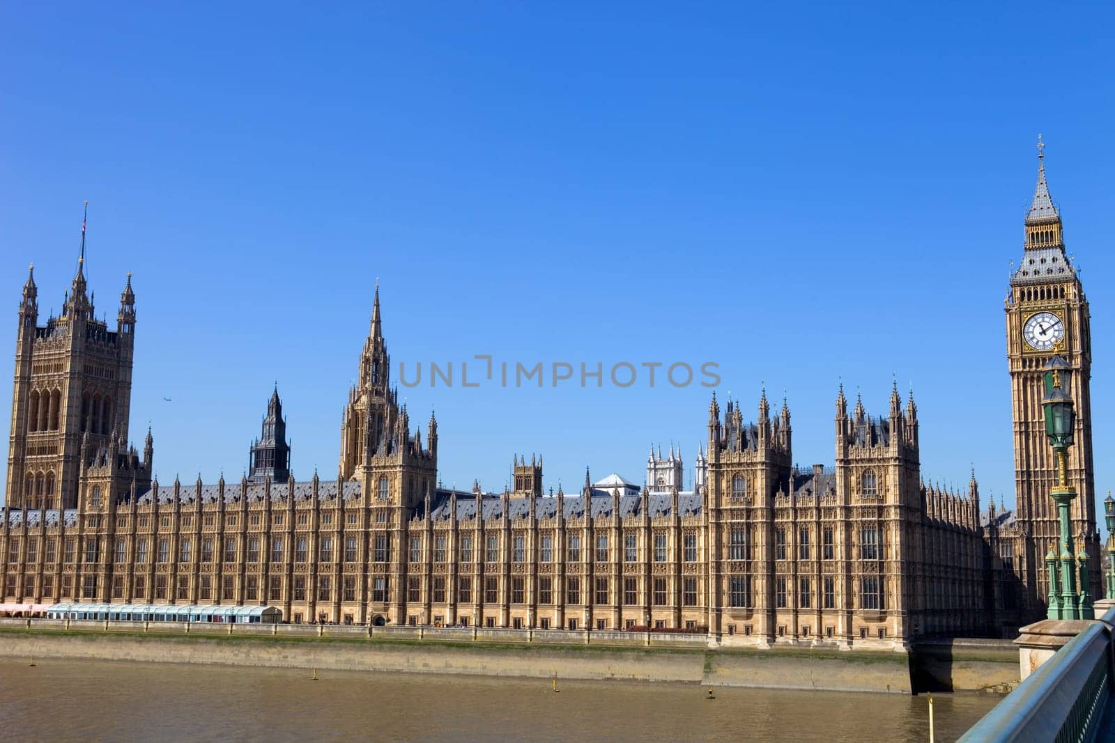 London view, Big Ben, Parliament, bridge and river Thames
