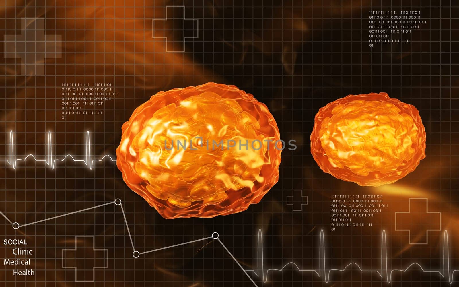 Digital illustration of pox virus in colour background