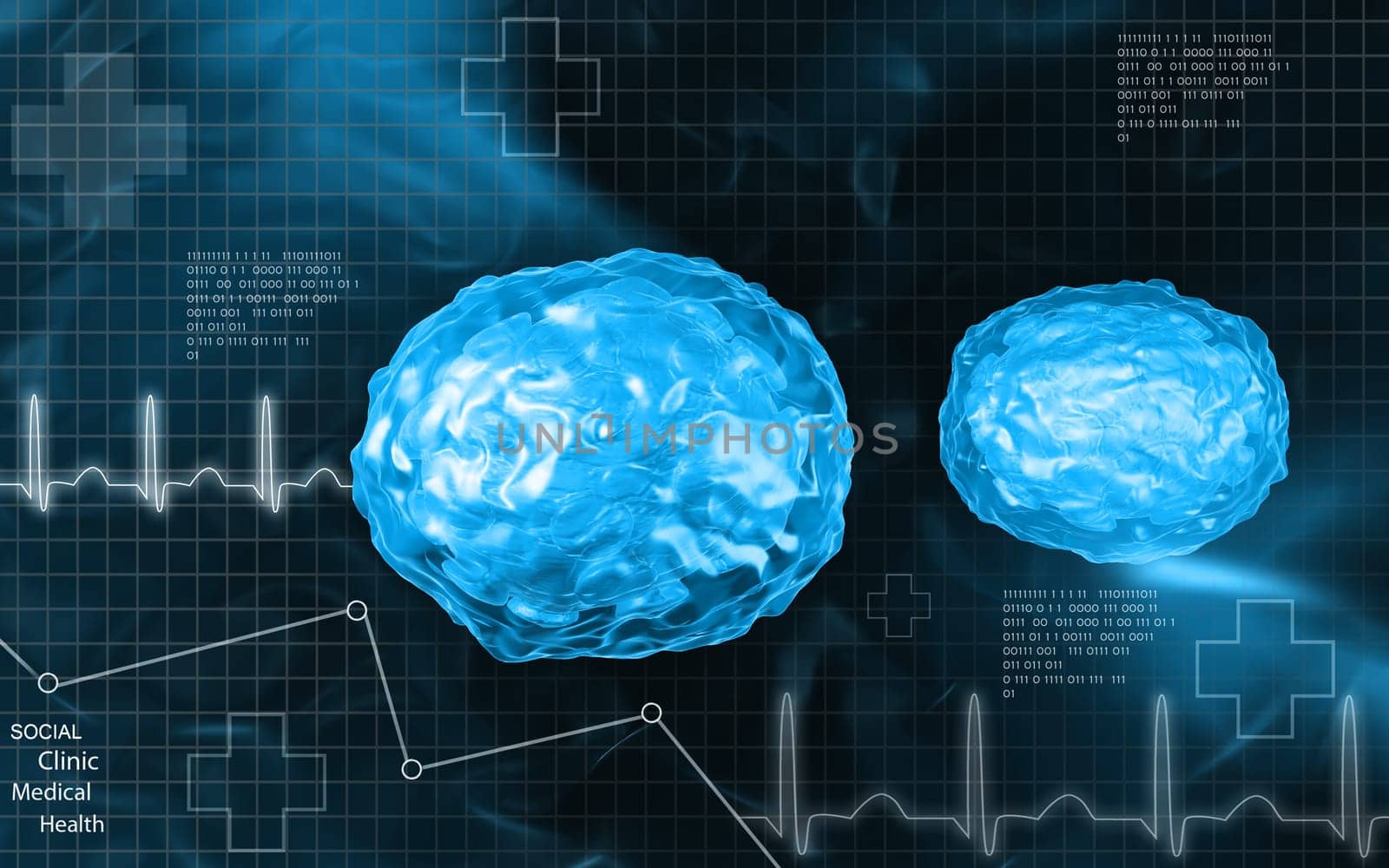 Digital illustration of pox virus in colour background