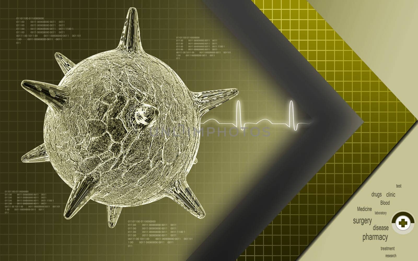 Digital illustration of herpes virus in colour background