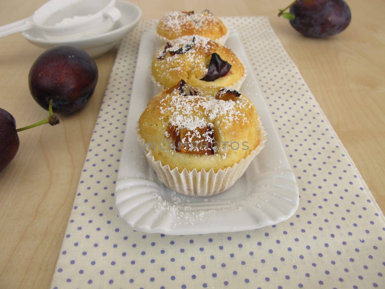 Friands with plums