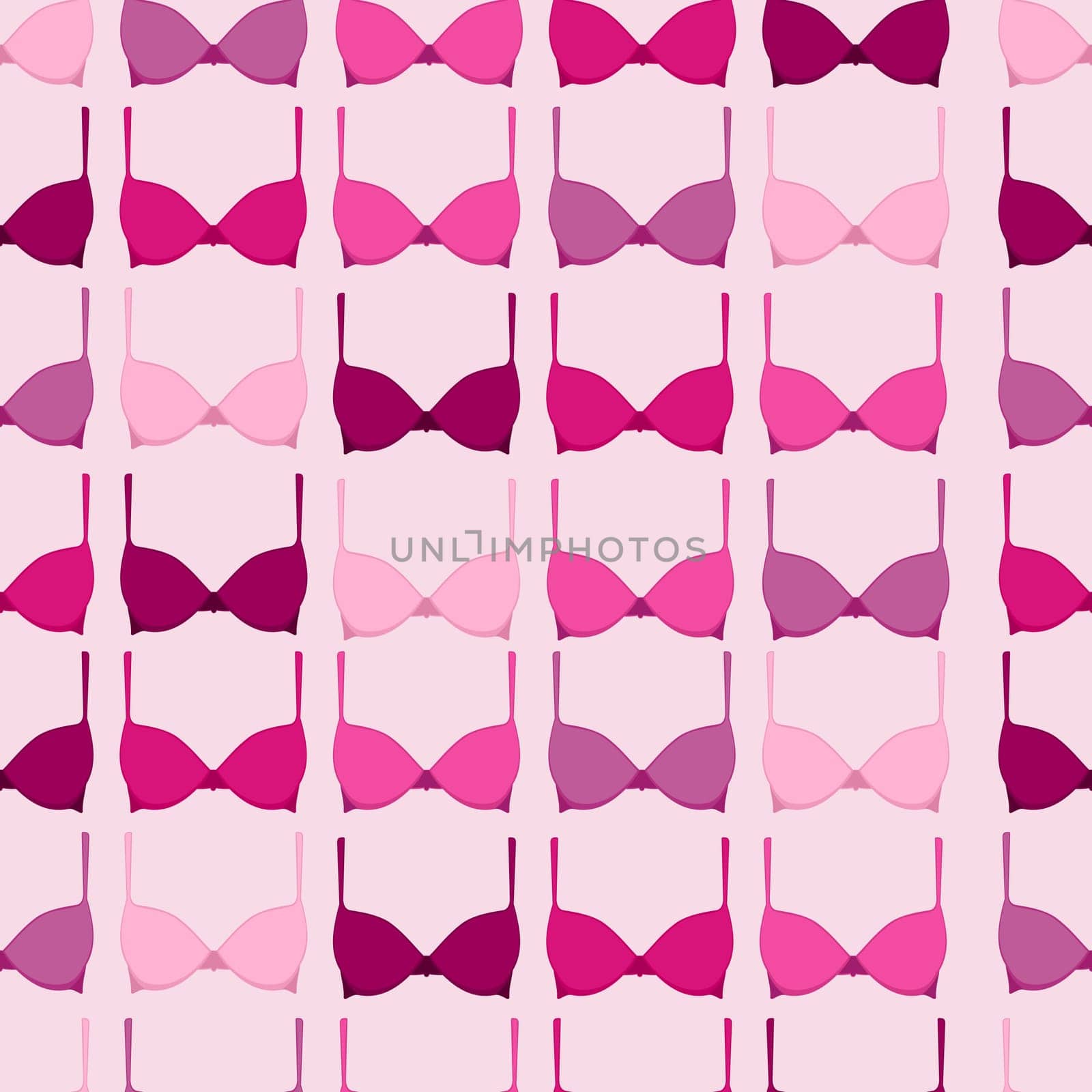 Seamless pattern with pink bra elements in support of breast cancer awareness campaign. EPS10 vector file.
