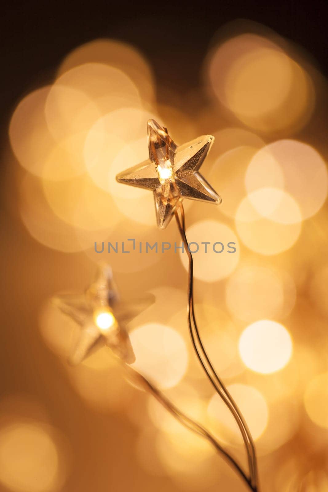 Beautiful christmas lights shot close-up with selective focus.