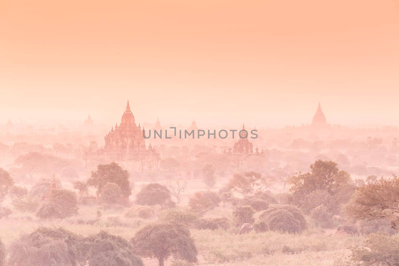 Temples of Bagan an ancient city located in the Mandalay Region of Burma, Myanmar, Asia.