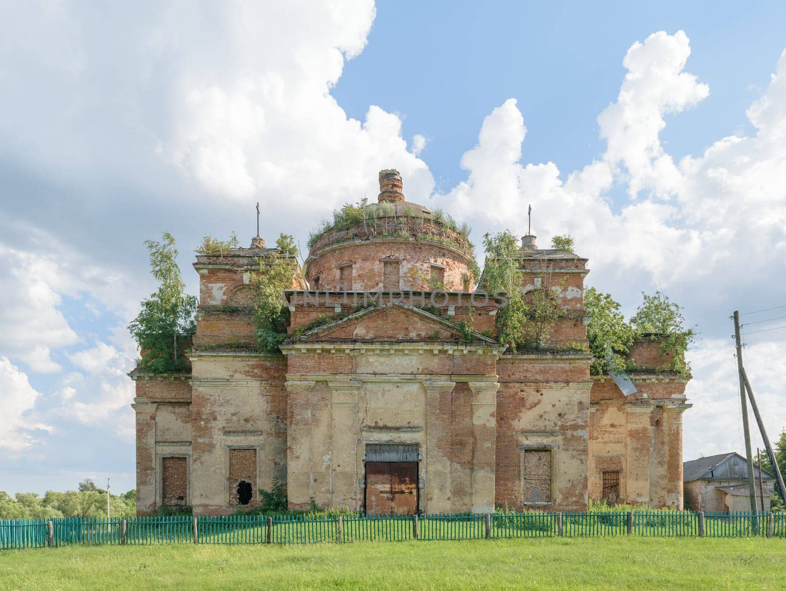 Overgrown temple in the village Alekseevka in Orel region.