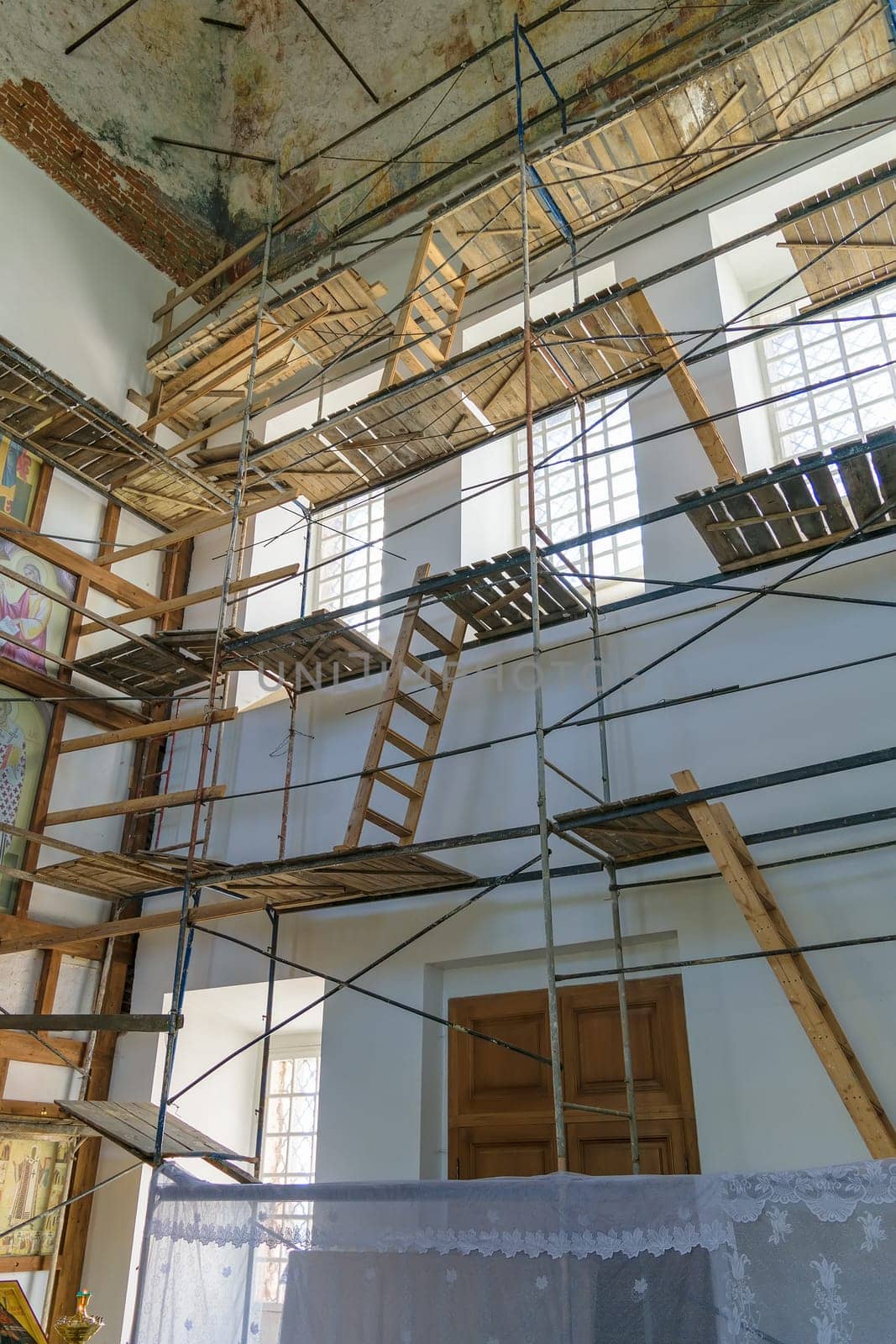 Church interior under renovation