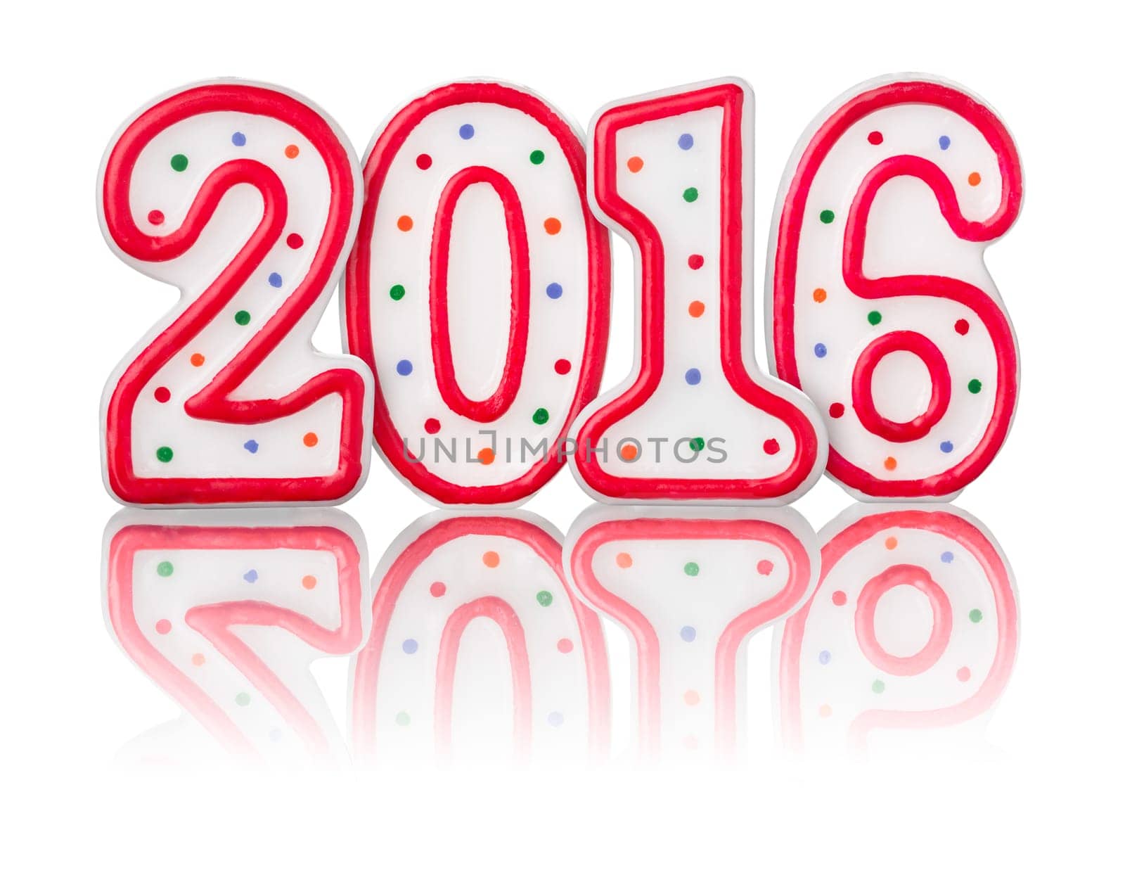 Red year 2016 with reflection