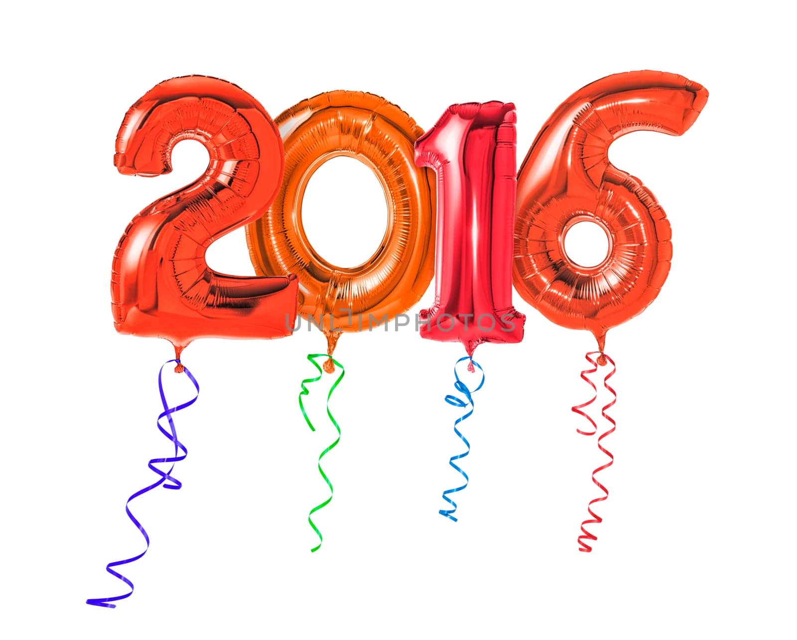 Red balloons with gift ribbon - Number 2016