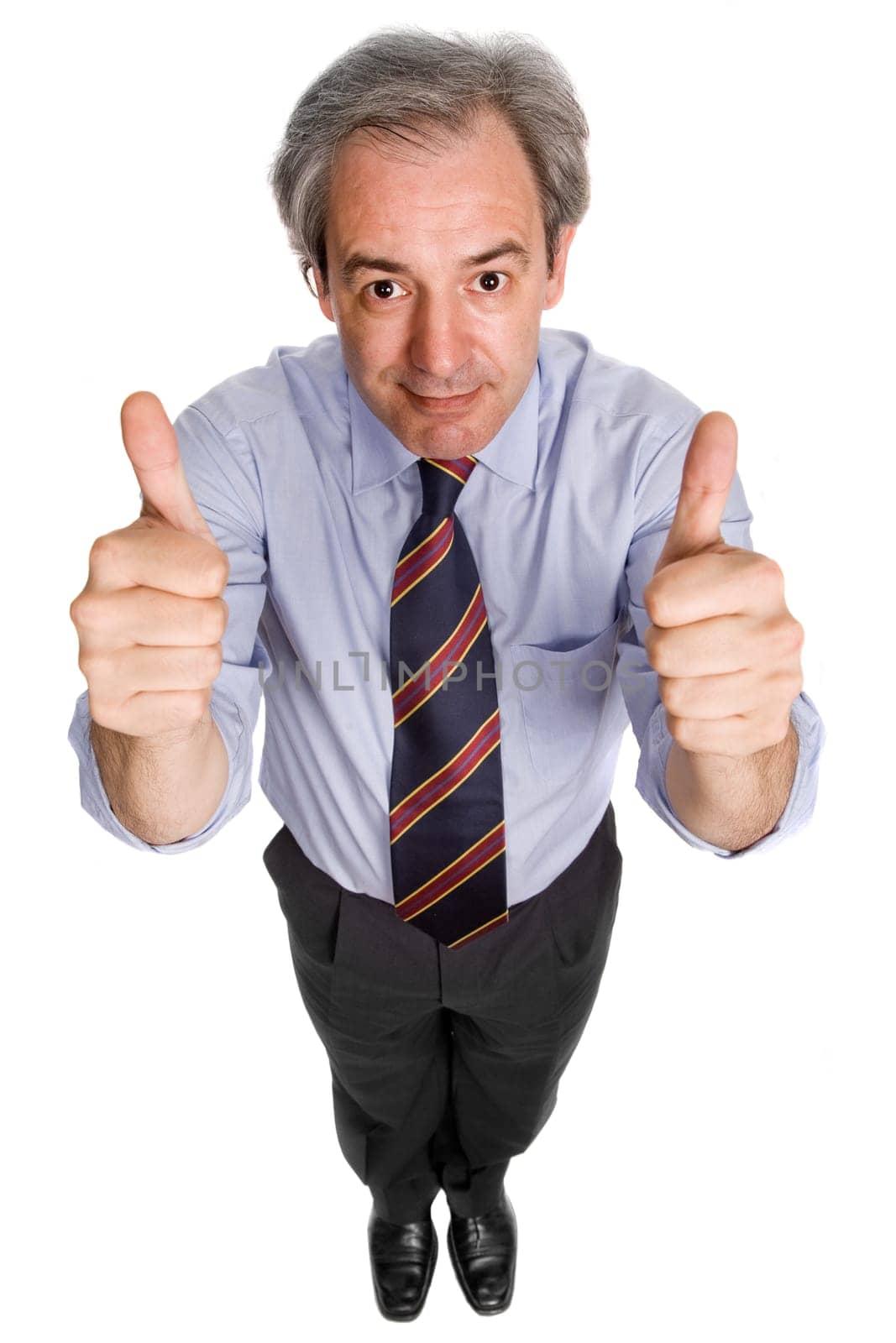 business man going thumbs up, isolated on white
