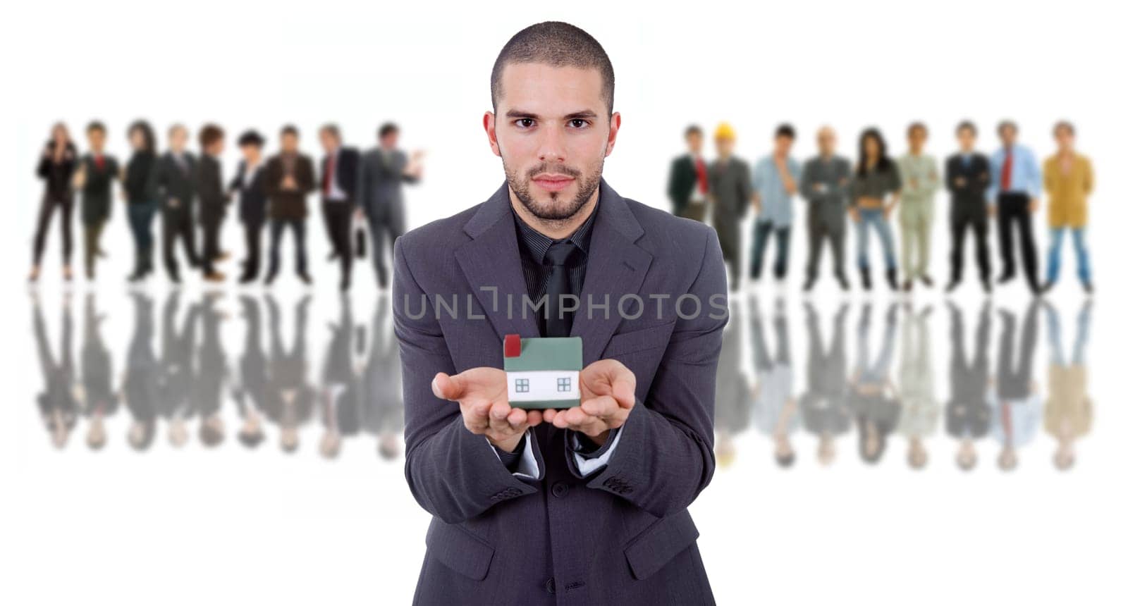 business man in front of a group of people