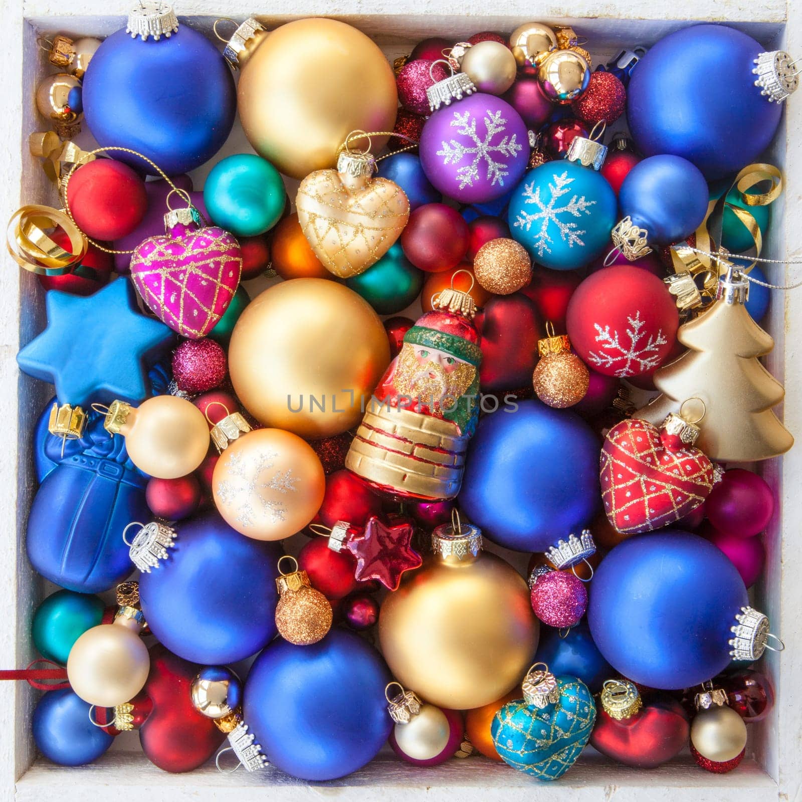 Colorful Christmas tree baubles as a background for Christmas