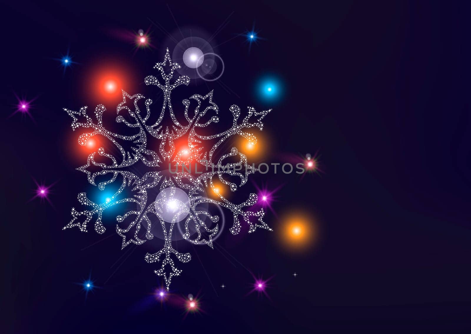 Happy new year merry christmas elegant greeting card or poster design with snowflake star and unfocused light wallpaper background. EPS10 vector file.