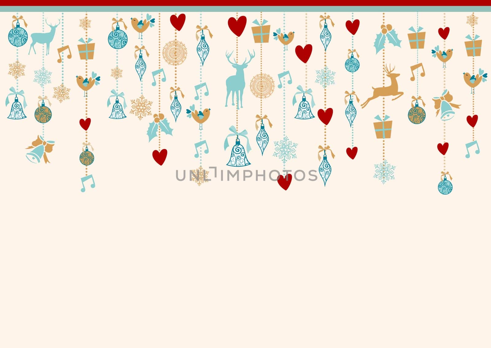 Merry Christmas card background hanging decoration ornament elements baubles composition. EPS10 vector file.